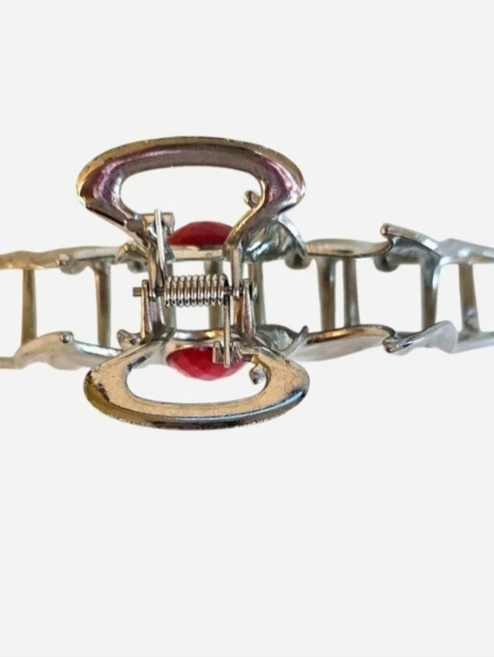 Cosmic Aura Silver Bat Wing Red Gemstones Claw Hair Clip